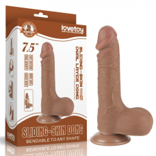 Реалистичный фалоимитатор, 7.5'' Sliding Skin Dual Layer Dong Brown, 19,5 см